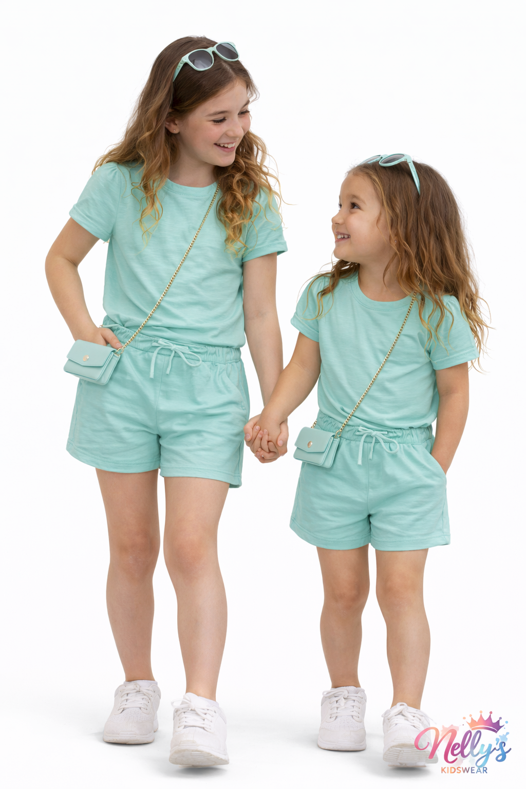 Mint meisjes set met short & shirt – zomerse outfit voor meisjes