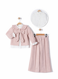 Lichtroze 2-delige meisjes set – blouse, jasje & broek | 2-5 jaar