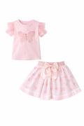 Lichtroze Meisjes Set met Rok & Shirt – Vlinder & Tule Details | NellysKidswear