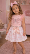 Lichtroze Meisjes Set met Rok & Shirt – Vlinder & Tule Details | NellysKidswear